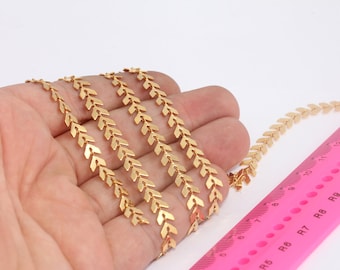 6mm Shiny Gold Arrow Chains, Chevron Chain, Arrow Bar Chain, Bulk Chain, Choker Necklace Chain, Gold Plated Findings, MBGBXB240