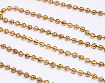 4mm Raw Brass Ball Chain, Tiny Brass Lace Ball Chain, Ball Necklace Chain, Brass Beaded Chain, Raw Brass Findings, MBGBXB197-7