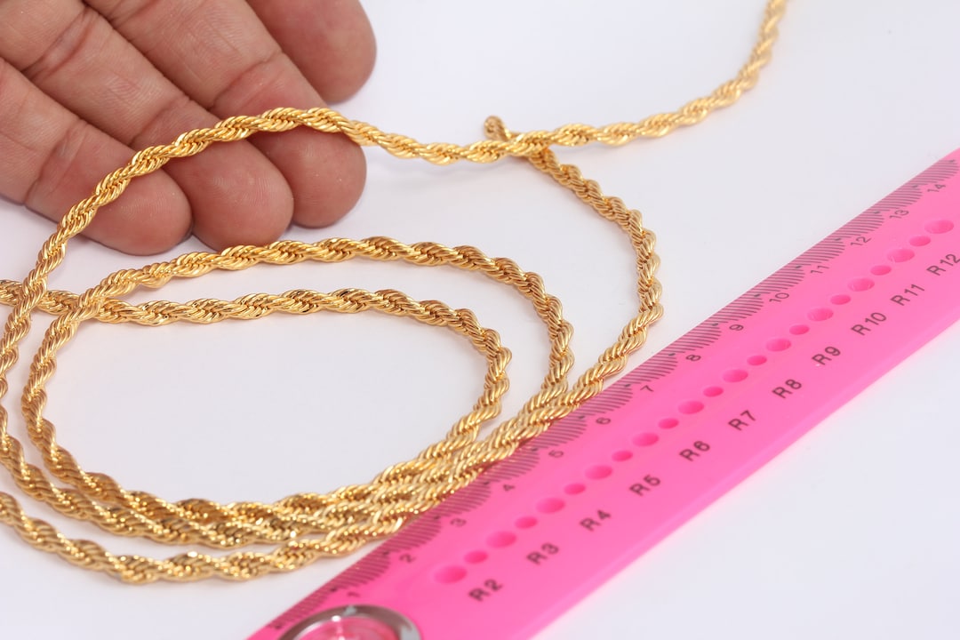 Gold Rope Chain 2k 3,5mm 24k Shiny Gold Cable Chains, Rope Necklace Chain, Knitted Chains ...