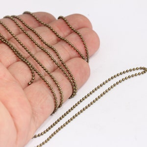 1,5mm Raw Brass Ball Chain, Tiny Brass Lace Ball Chain,   MBGKPT28-1