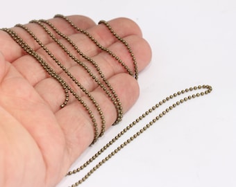 1,5mm Raw Brass Ball Chain, Tiny Brass Lace Ball Chain,   MBGKPT28-1