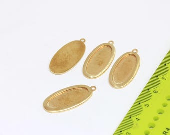 ヴィンテージ真鍮オーバルペンダントセッティング 43 mm - カボション