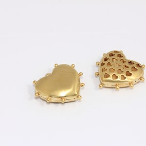 25x28mm Raw Brass Puffed Heart, Filigree Heart Pendant, Hollow Heart Necklace Charms, Puffed Heart Charm, Raw Brass Findings, MBGCHK363-8