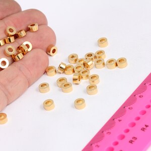 6mm 24K Shiny Gold Plated Spacer Beads, Gold Spacers, Rondelle  MBGMTE710