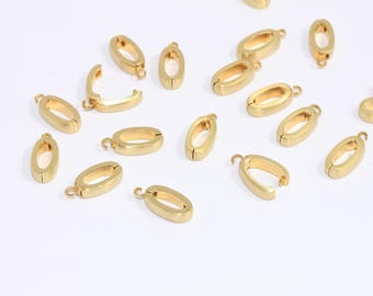 7x13mm Raw Brass Pendant Bail, Pinch Bail Necklace Pendant, Oval Pendant Bail Connectors, Charm Pinch Bails, Raw Brass Findings, MBGMTE1242