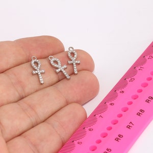 Rhodium Plated Ankh Charme, Ankh Ketting, CZ Life Charm, Rhodium Ankh Charme, Egyptische Charmes, Ankh Charme, Ankh Hanger MBGBRT863