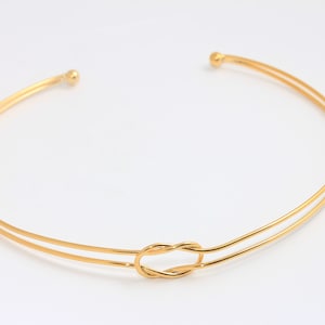 1,7mm 24k Shiny Gold Wire Necklace, Open Cuff Stacking Necklace, Double Wire Necklace, Cuff Neck, Gold Plated Findings, MBGCHK526-4