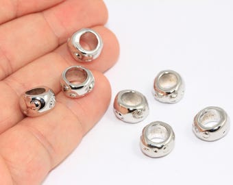 12,5 mm rodiumdistanspärlor, stora silverdistanser, rondellpärlor, runda mässingspärlor, förbindelsepärlor, försilvrade detaljer MBGBRT442