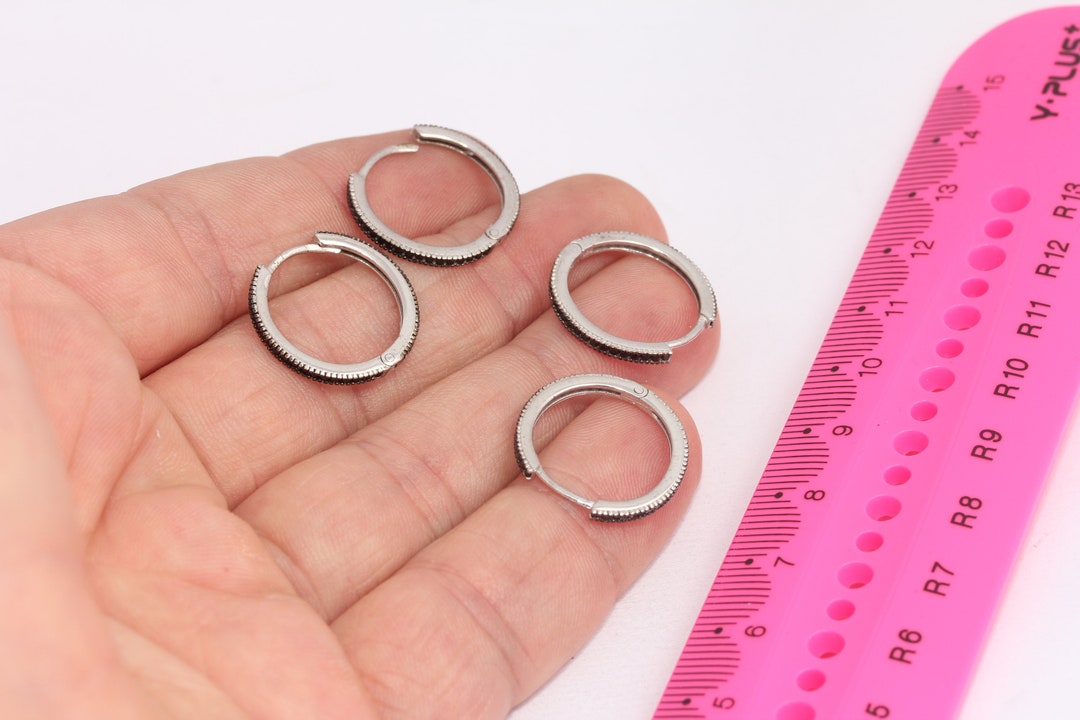 Rhodium Plated Small Hoop Earrings, Huggie Hoops Earrings