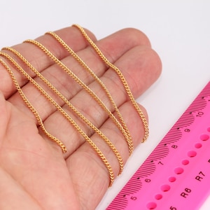 1,3x2mm 24k Shiny Gold Plated Curb Chains, Tiny Necklace Chain, Sturdy Curb Chain,  Gold Faceted Chain, Gold Plated Findings,MBGCHK437