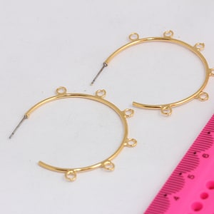 45mm 24k Shiny Gold Plated Hoop Earrings, Circle Earrings, Earrings With Loops, Charm Earrings, Gold Plated Earring Settings,   MBGCHK192