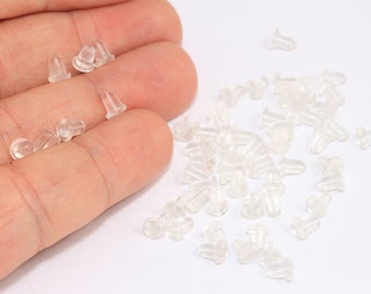 Silicon Earring Backs, Earring Stoppers, Earring Nuts, Transparent Clutch Earring Backs, Earring Posts, Jewelry Findings,  MBGKA143
