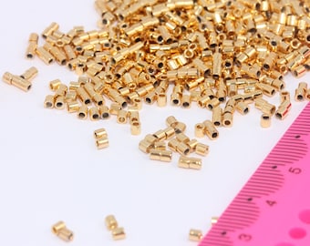 2x2mm 24k Shiny  Gold Plated Crimp Beads, Crimp Tube, Small Crimp Tubes, Crimps, Jewelry Supplies, Gold Plated Jewelry Findings, MBGBRT99