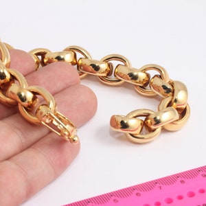 24K シャイニーゴールド ロロブレスレット、ペーパークリップブレスレット、厚手ブレスレット、ロロチェーンブレスレット、調節可能なゴールドチェーン、ブレスレット、MBGBLK11-3