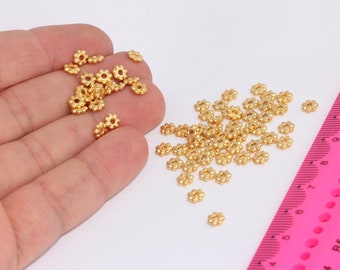 5,5 mm 24k Matt Guld Snöflinge Kopplingspärlor, Blompärlor MBGMLS59