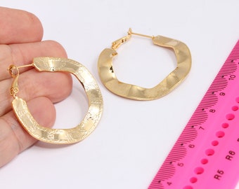 24k Shiny Gold Plated Hoop Earrings, Hoop Earrings, Hoops, Teardrop Earrings, Large Gold Hoops, Gold Plated Earrings   MBGCHK371