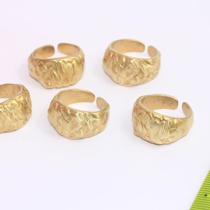 17-18mm Raw Brass Ring, Adjustable Ring Settings, Brass Cuff Rings, Brass Textured Rings, Raw Brass Statement Rings, MBGLA8