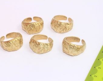 17-18mm Raw Brass Ring, Adjustable Ring Settings, Brass Cuff Rings, Brass Textured Rings, Raw Brass Statement Rings, MBGLA8