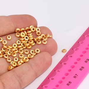 Matte Gold Spacer Beads, Gold Spacers, Rondelle Beads, Round Bracelet Beads, Connector Beads, Gold Plated Findings, MBGBRT876