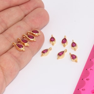 5x11mm Cz Ruby Crystal Bracelet Charms, Cubic Zirconia Pendant, Necklace Charms, Crystal Charm, Mini Bracelet Drop Beads,  MBGMLS32