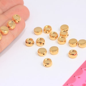 4x7,5mm 24k Shiny Gold Plated Beads, Round Coins, Flat Round Charms, Spacer Beads, Round Sliding Beads, Gold Plated Findings, MBGSLM714