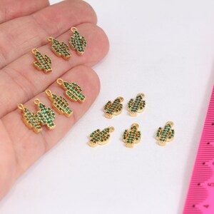 6x12mm 24k Shiny Gold Plated Cactus Charm, Micro Pave Cactus Charm,  CTS, Cactus Charm, Zircon Cactus, Zirconia Charms,  MBGMTE212