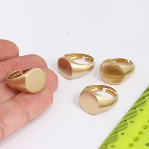 Raw Brass Rings, Round Nameplate Ring, Adjustable Rings, Brass Statement Rings, Raw Brass Band Rings, Customized Rings  MBGCHK431