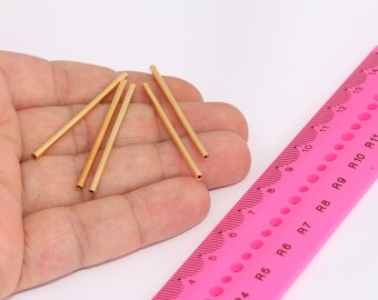 2x45mm Matt Gold Plated Tubes,  Tiny Long Tubes, Gold Plated Findings, Jewelry Making, Tubes, MBGBRT32