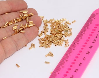 2x5mm Shiny Gold Plated Tube Beads, Spacer Tube Beads, Gold Plated Spacers, Beads, Gold Plated Findings,  MBGBRT805