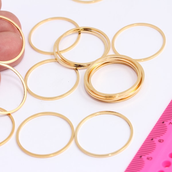 25mm Shiny Gold Plated Closed Ring, Connectors, Gold Hoops, Circle Connectors, Circle Charms, Gold Plated Findings, MBGCHK150-2