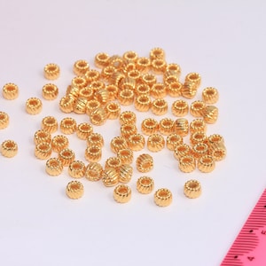 3x5mm 24K Shiny Gold Spacer Beads, Gold Spacer Beads, Gold Charm, Wheel Beads, Rondelle Connector Beads, Gold Plated Findings, MBGBRT214