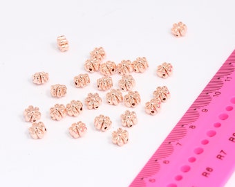 6mm Rose Gold Plated Flower Beads, Spacer Beads, Connector Beads,  MBGROSE666