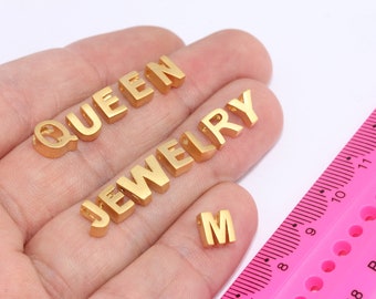 6x8mm mat gouden letterbedels, letterkralen, initiële charmes, armbandbedels, MinHi hangerbedels, alfabetkralen, MBGHRF8