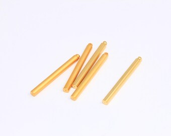 Barra larga de 3 x 30 mm con baño de oro mate de 24 k, colgante de barra vertical redonda, accesorios chapados en oro, MBGBRT449
