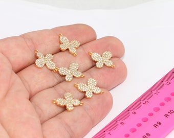 14 x 18 mm 24k glänzend vergoldet Schmetterling Charms, Micro Pave Schmetterling, CZ Micro Pave Armband Charms, CZ Schmetterling, MBGZRCN577