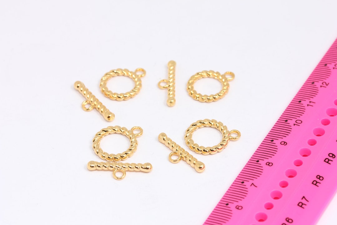 24k Shiny Gold Plated Toggle Clasp, Ring T Bar, T Bar Fasteners, Gold ...