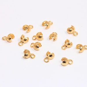 24k glänsande guldpläterade krympändar, snörändar, musslepärlspets, innerstorlek 2-3 mm, kedjekrympningar, guldpläterade detaljer, MBGMTE276