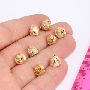 6 mm 24k glänsande guldändlock, guldpärlhattar, snörändlock, tofslock, rustikt ändlock, hantverkspärlhatt, guldpläterade detaljer, MBGSLM102