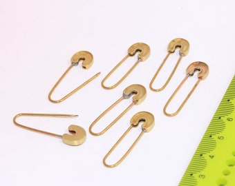 8 x 32 mm 真鍮製安全ピンチャーム、真鍮製安全ピンペンダント、安全