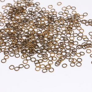 Anelli di salto in bronzo antico da 0,6x4mm, Anelli di salto aperti con connettore in bronzo, Anelli di salto forti, Anelli di salto sfusi, Forniture per la creazione di gioielli, MBGDOM51
