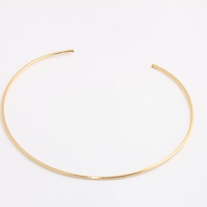 2mm  24K Shiny Gold Plated Choker, Adjustable Open Choker, Thin Choker, Wire Choker Necklace, Gold Plated Findings,  MBGBXB404-1