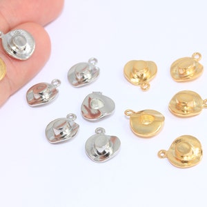 10mm 24k Shiny Gold Or Rhodium Cowboy Charms, Cowboy Hat Charms, Western Cowboy Pendant, Cowboy Hat Necklace, Jewelry Supplies, MBG