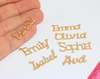 24k Shiny Gold Custom Name Charms,-Customized Jewelry, Initial Pendant For Necklace, MBGAG90