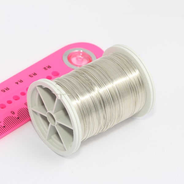 28 Gauge Silver Wire - Silver Tone Round Half Hard Wire - Silver round half hard wire - wrapping wire , WR19