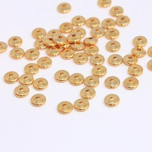 2x6mm 24k Shiny Gold Spacer Beads, Flat Rondelle Beads, Gold Spacers, Connector Beads, Bracelet Beads, Gold Plated Findings, MBGMTE81