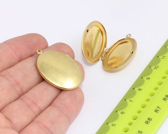 Raw Brass Locket Frame, Engraving Locket, Vintage Brass Locket, Cabochon Setting, Oval Locket Pendant, Raw Brass Findings MBGAE166