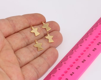 Pingente de anjo em ouro 24k brilhante, 10 x 13 mm, pequeno pingente de anjo, joia de anjo, pingentes delicados em ouro, peças banhadas a ouro, MBGBRT20
