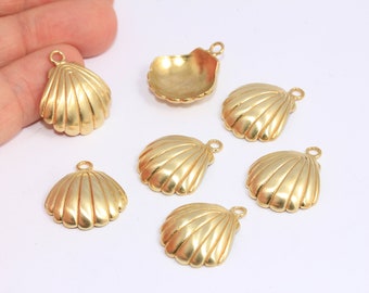 19x20mm Raw Brass Sea Shell Charm, Seashell Charm, Shell Necklace, Beach Jewelry, Shell Pendant, Raw Brass Findings, MBGROSE265