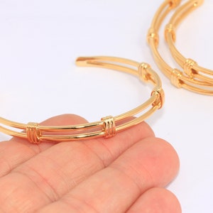 24k Shiny Gold Bracelet, Wire Bracelet Bangle, Stacking Bracelets, Simple Bracelet, Dangle Bracelets, Gold Plated Bracelets, MBGBXB377-4
