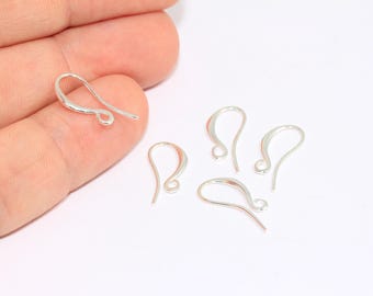 8 x 15 mm verzilverde oorbelhaken, vishaken, oordraden, Franse haakoorbellen, verzilverde oorbellen, oorbelbevindingen, MBGCMR13